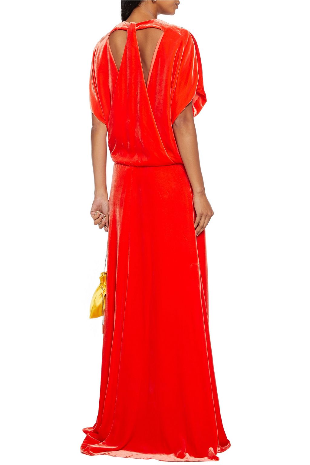 VALENTINO GARAVANI Cutout draped velvet gown
