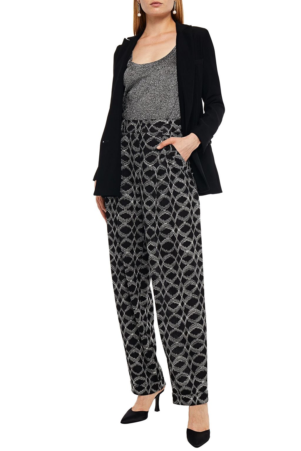 MISSONI Metallic crochet-knit tapered pants