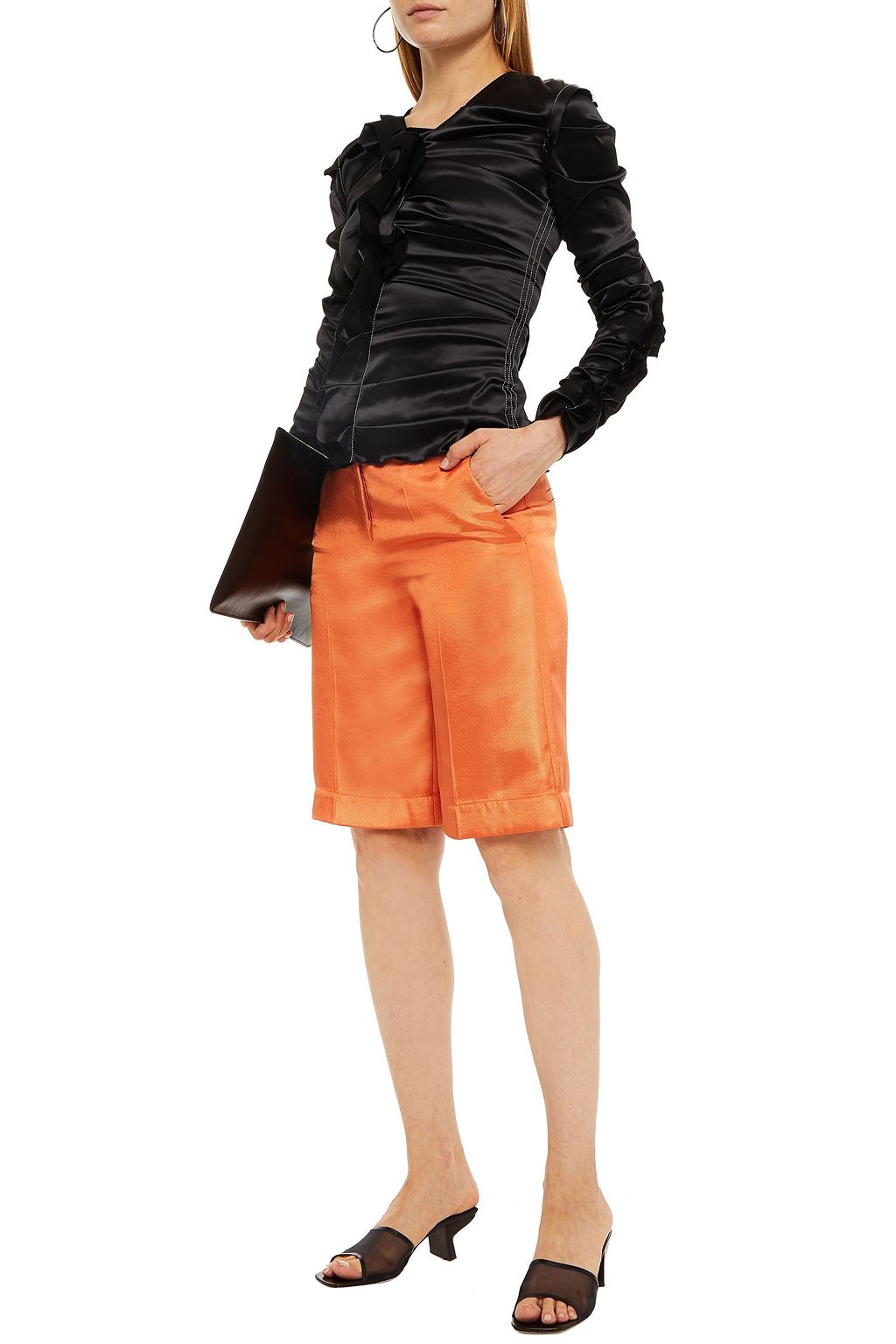 ACNE STUDIOS Pleated stretch-satin top