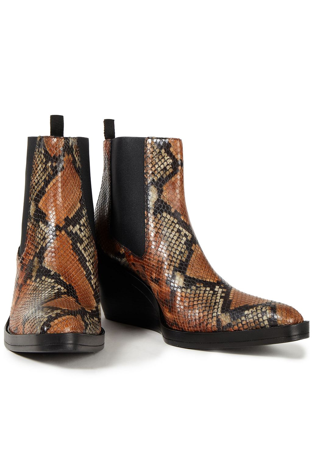 ACNE STUDIOS Snake-effect leather ankle boots