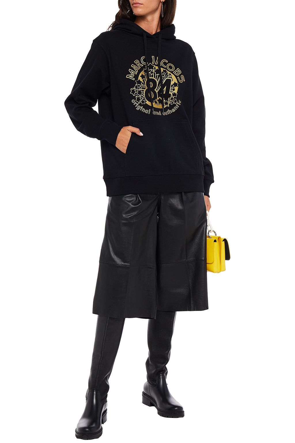 MARC JACOBS Glittered French cotton-terry hoodie