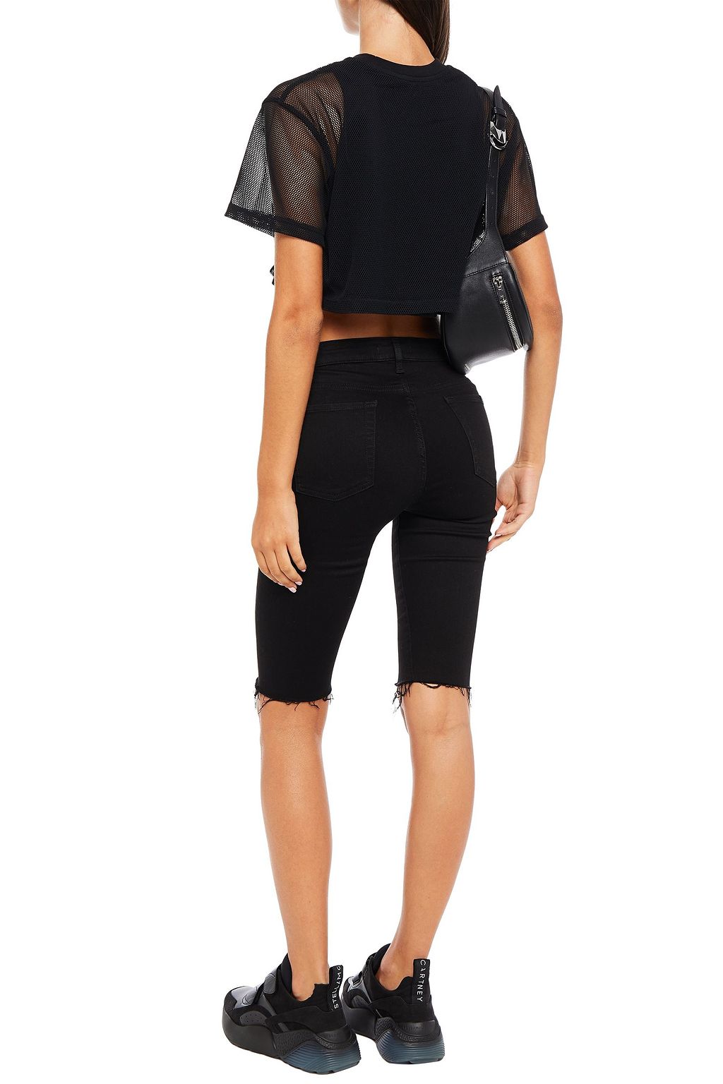 ALEXANDER WANG Cropped layered printed jersey and mesh T-shirt