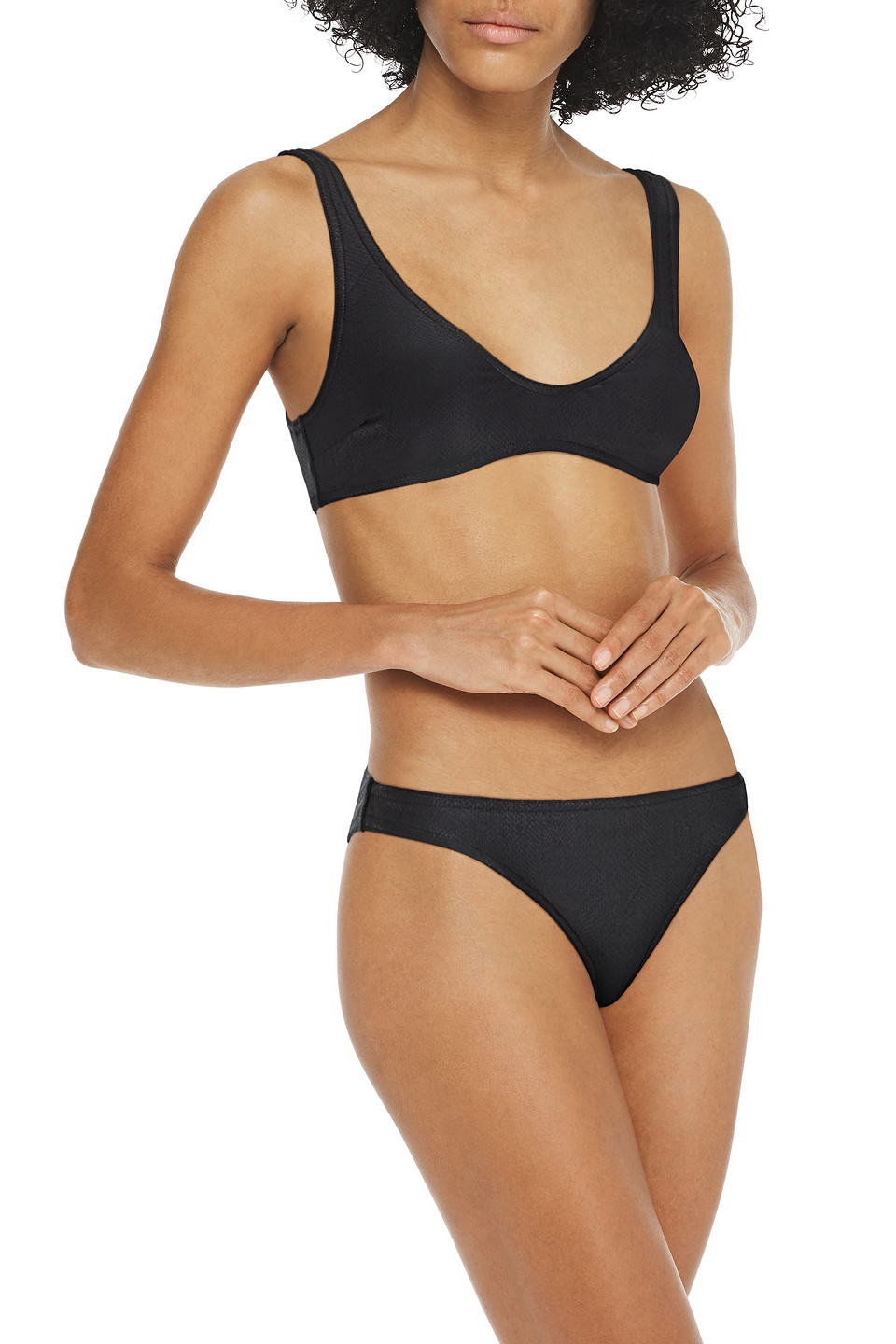 Shop Zimmermann Snake-effect Triangle Bikini Top In Black