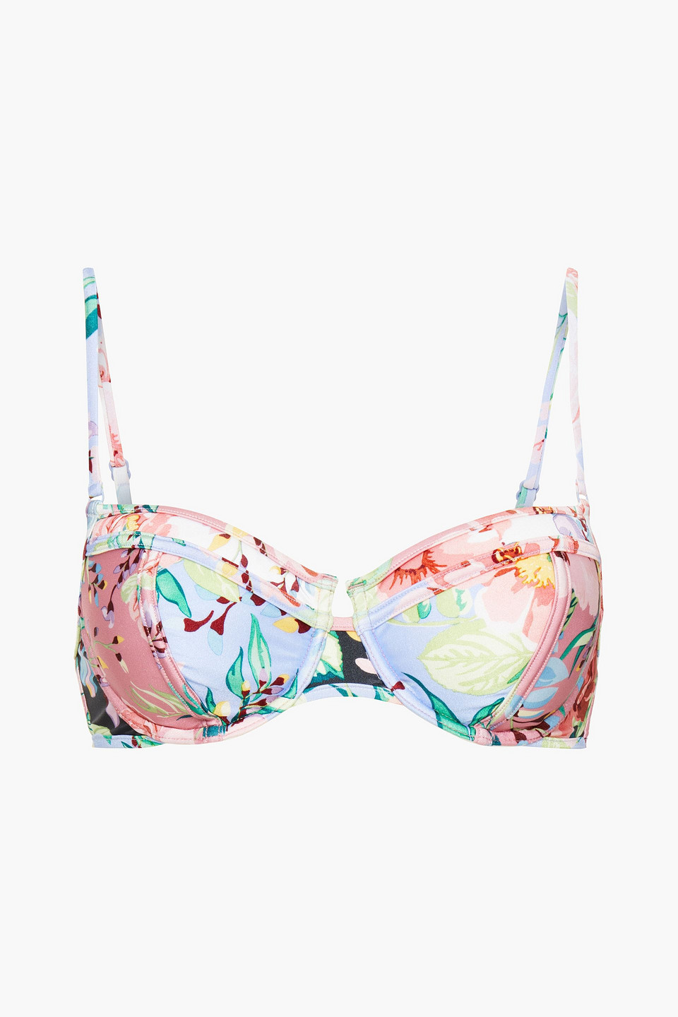 Zimmermann Floral-print Bikini Top In Antique Rose