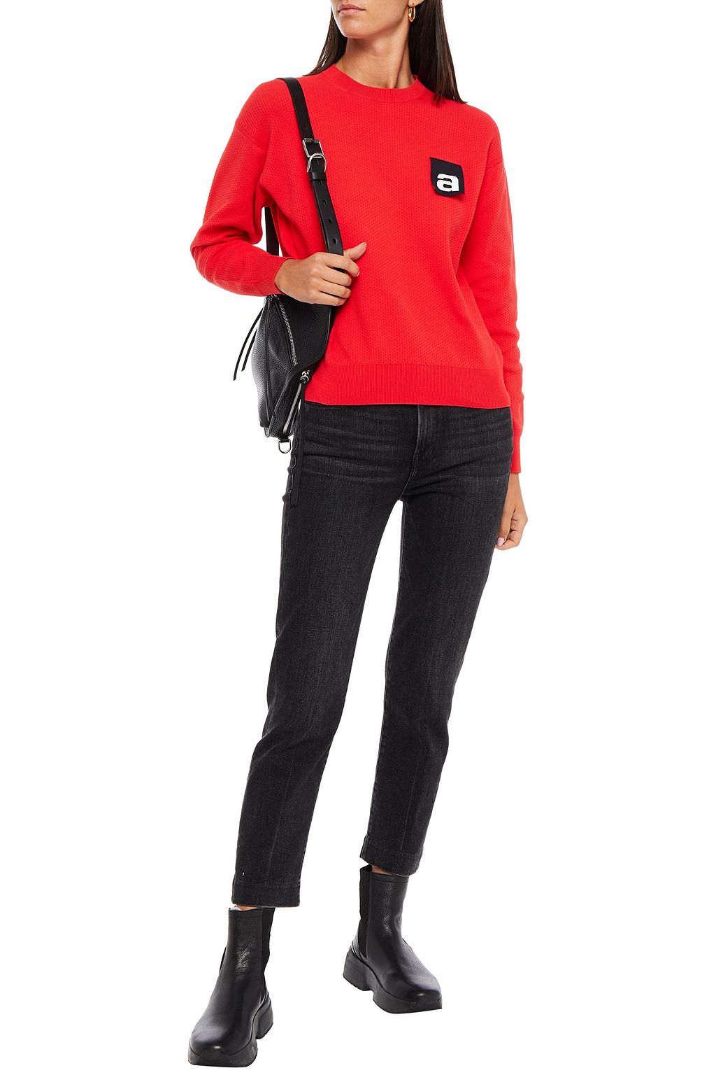 ALEXANDER WANG Logo-appliquéd knitted sweater