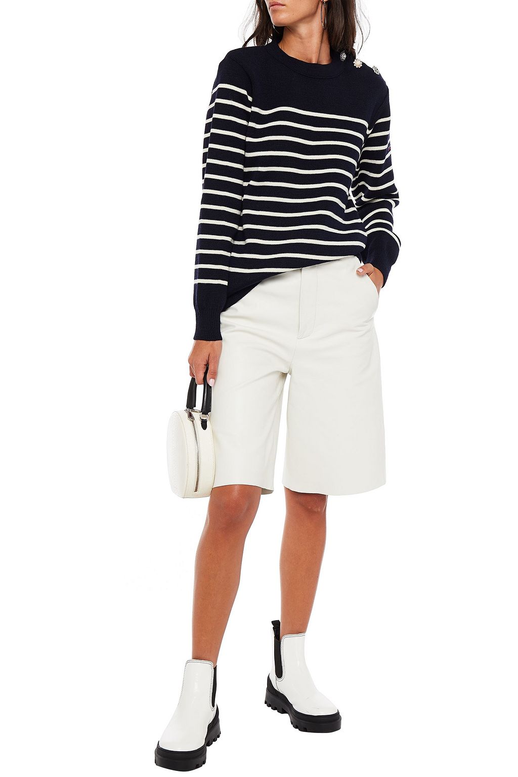 MARC JACOBS Embellished striped wool sweater