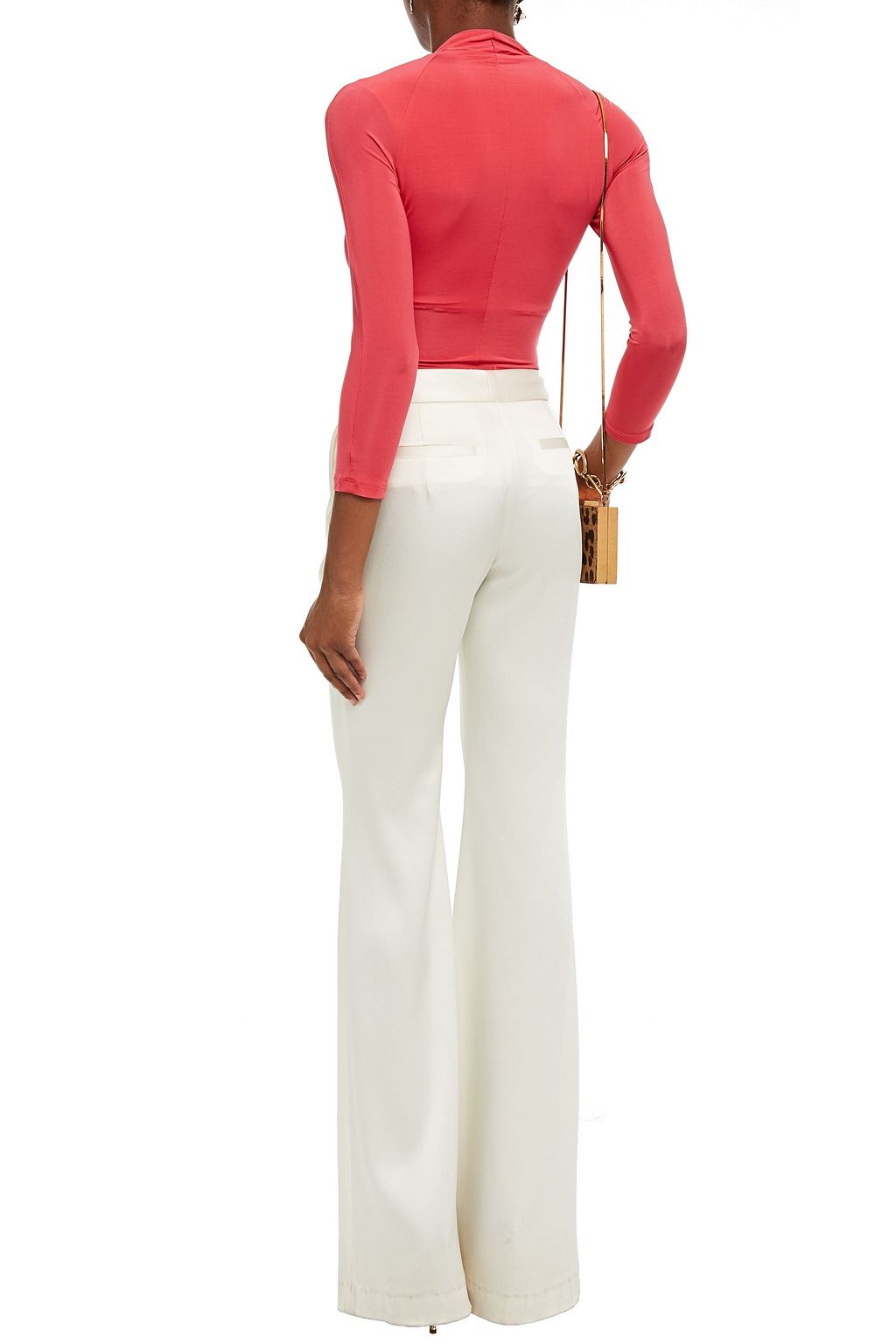 ROBERTO CAVALLI Appliquéd gathered stretch-jersey top