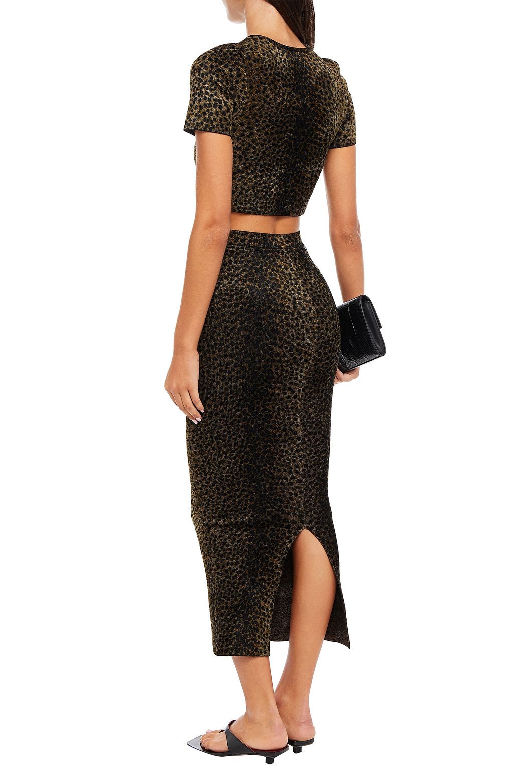 ALEXANDER WANG Cropped leopard-print velour top
