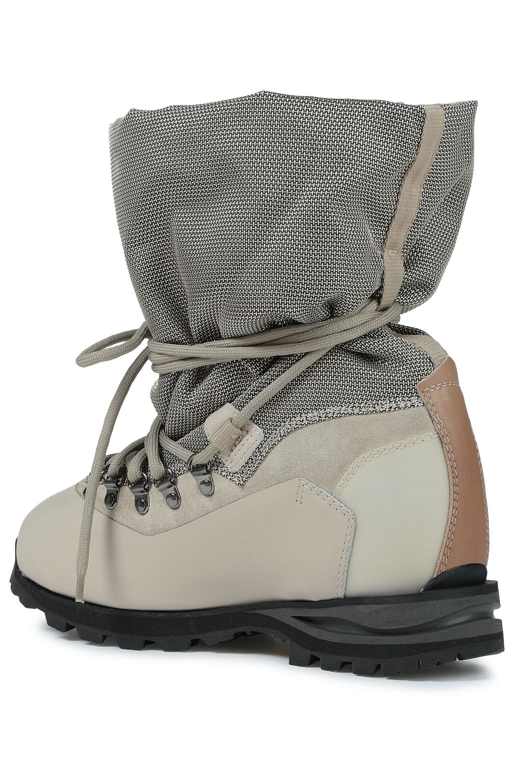 ACNE STUDIOS Printed woven, suede and leather ankle boots