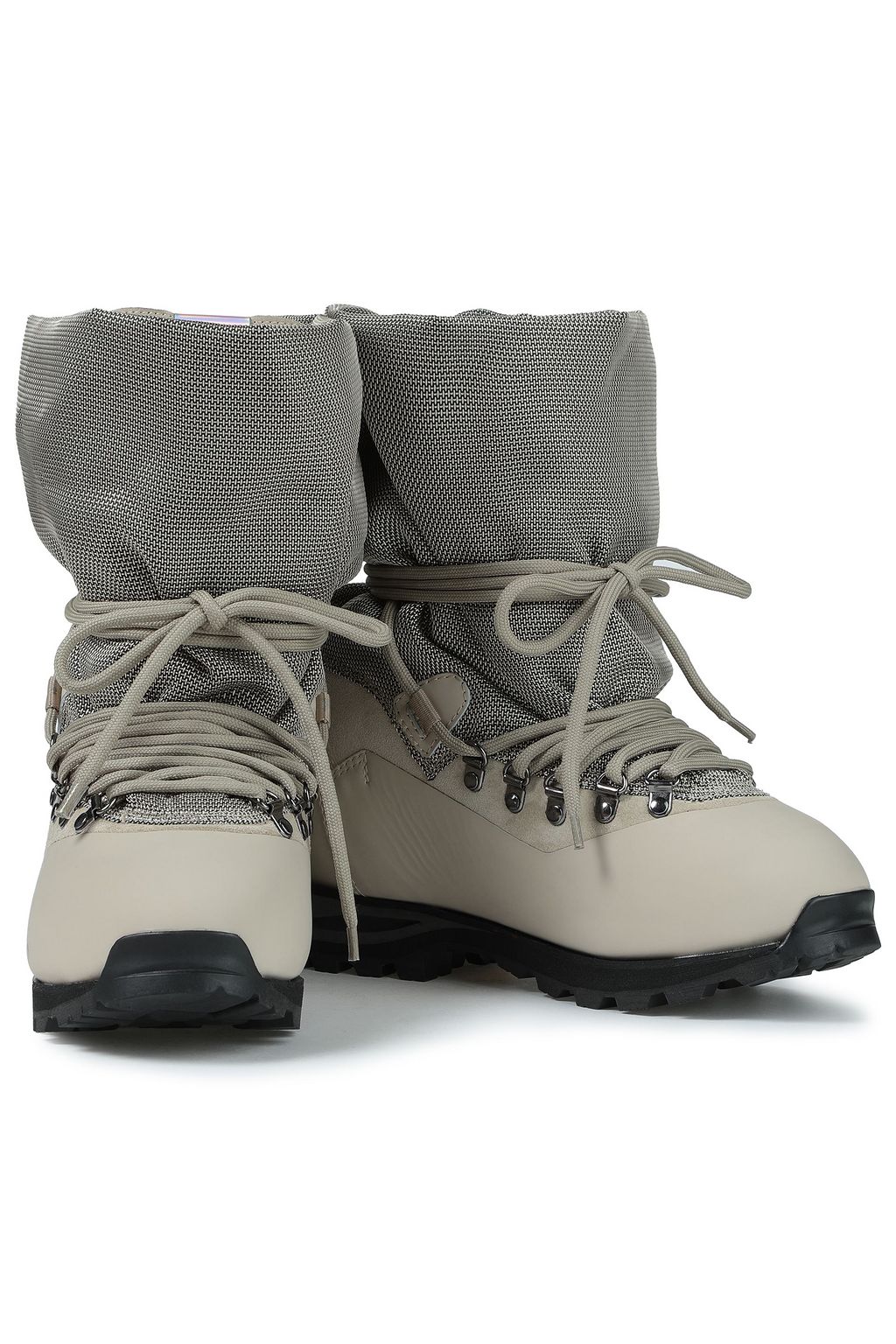 ACNE STUDIOS Printed woven, suede and leather ankle boots