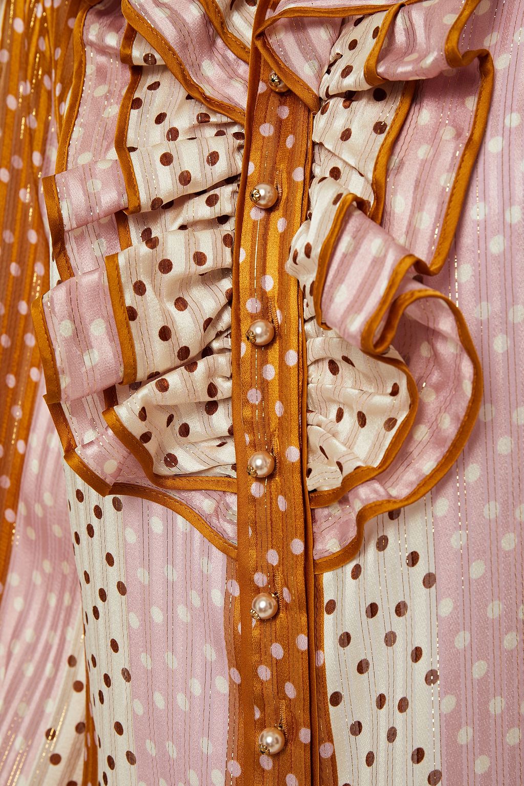 ZIMMERMANN Ruffled metallic polka-dot silk-blend jacquard top