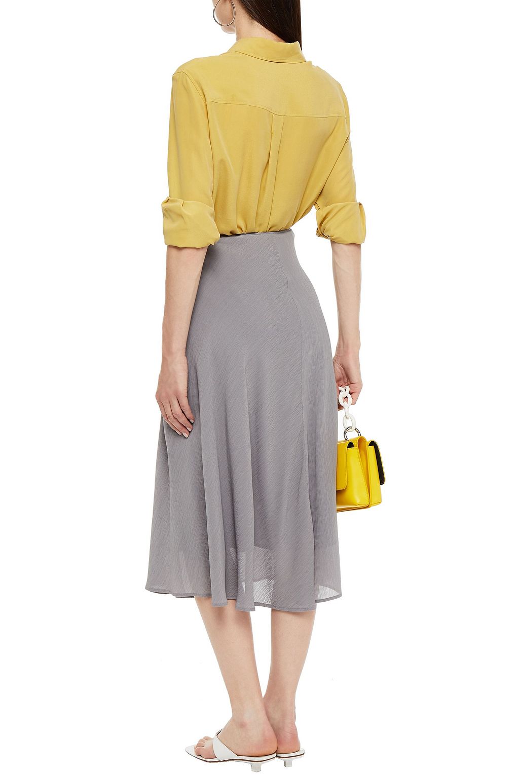 ACNE STUDIOS Ruched printed crepon midi skirt