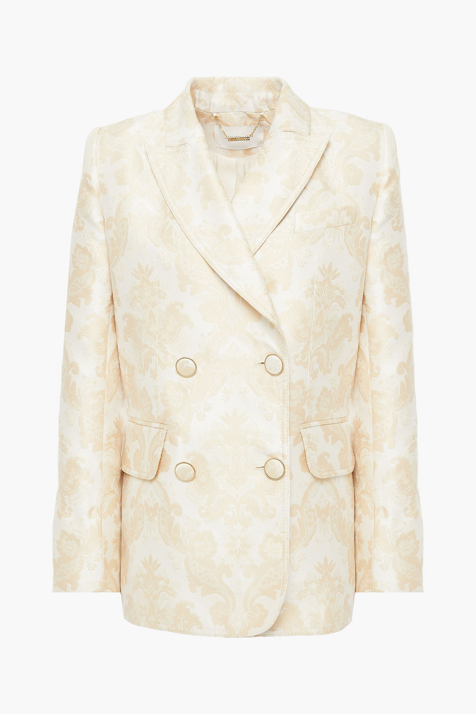 zimmermann - double-breasted brocade blazer - white - 1