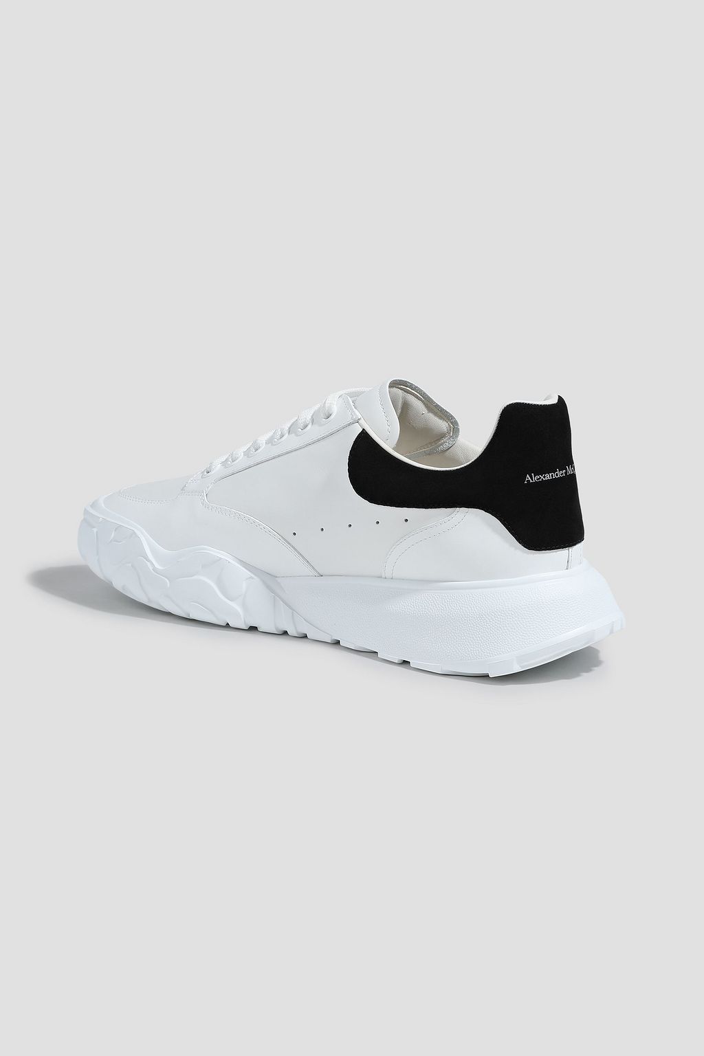 ALEXANDER MCQUEEN Suede-trimmed leather exaggerated-sole sneakers