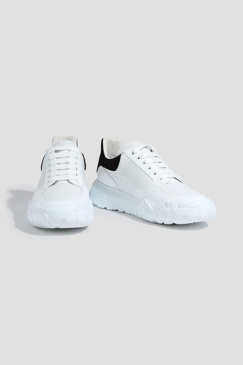 ALEXANDER MCQUEEN Suede-trimmed leather exaggerated-sole sneakers