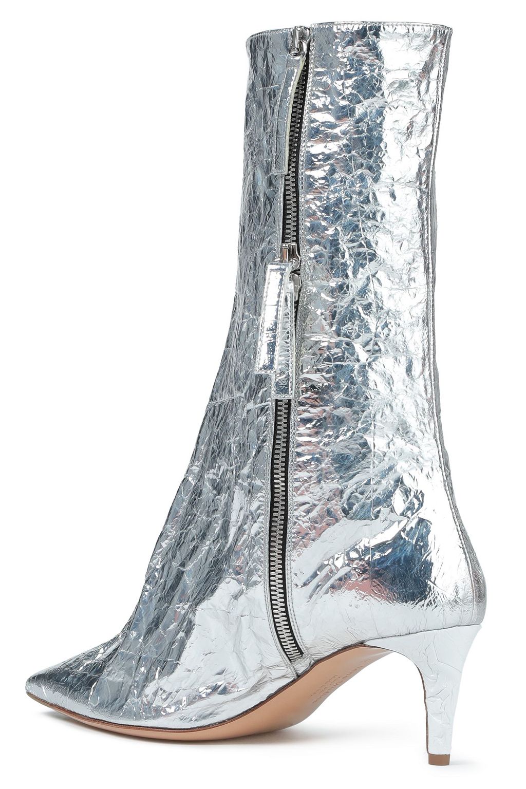 ACNE STUDIOS Ankle Boots aus Metallic-Kunstleder in Knitteroptik