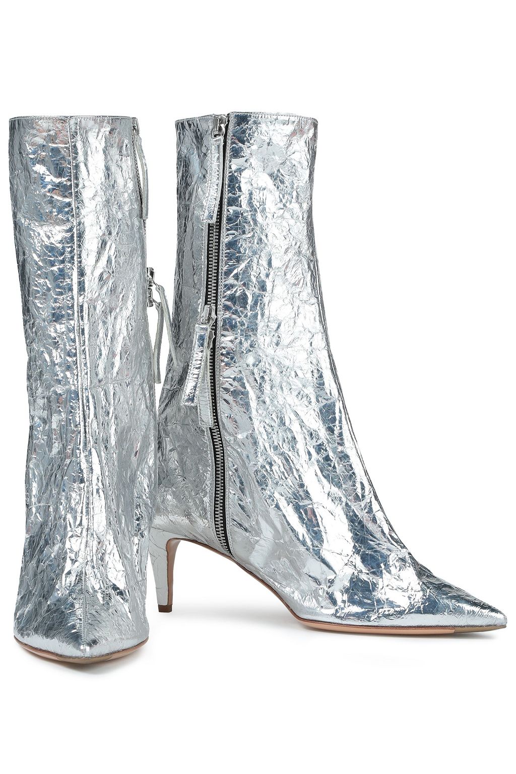 ACNE STUDIOS Ankle Boots aus Metallic-Kunstleder in Knitteroptik
