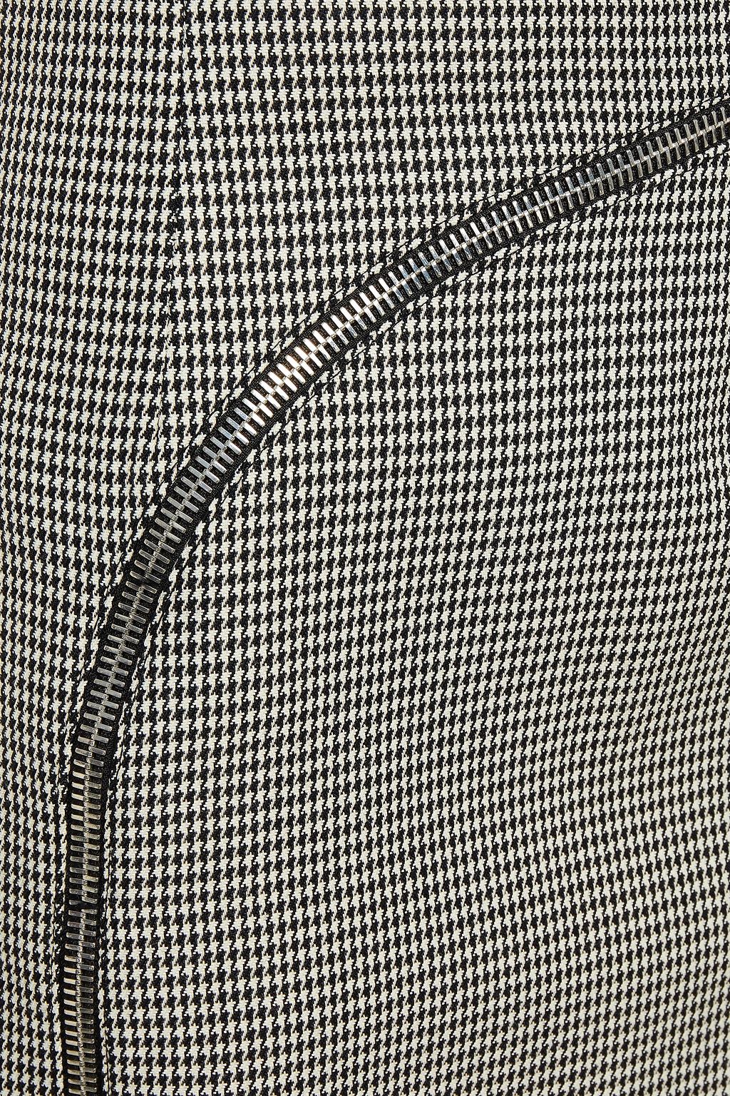 ALEXANDER WANG Zip-detailed houndstooth wool-blend mini skirt