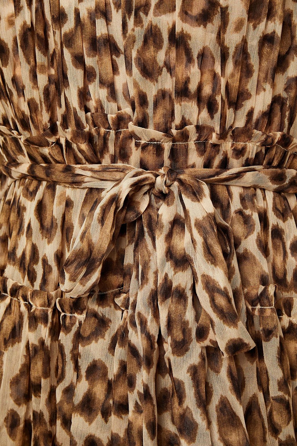 ZIMMERMANN Belted tiered leopard-print silk-crepon mini dress