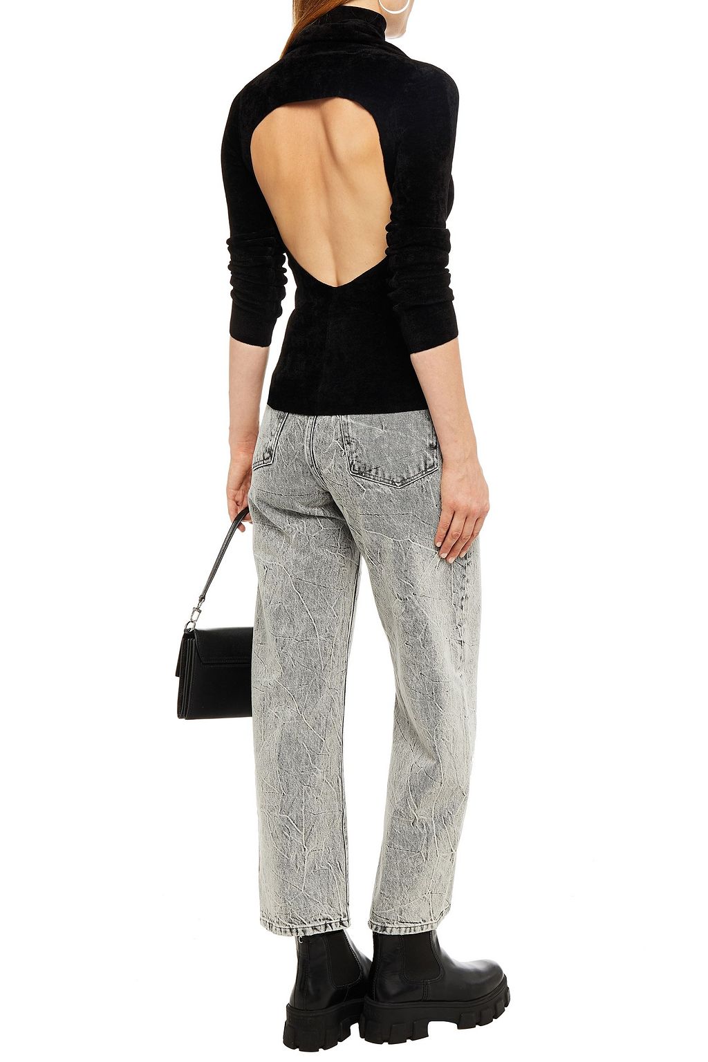 ALEXANDER WANG Open-back embellished chenille turtleneck sweater