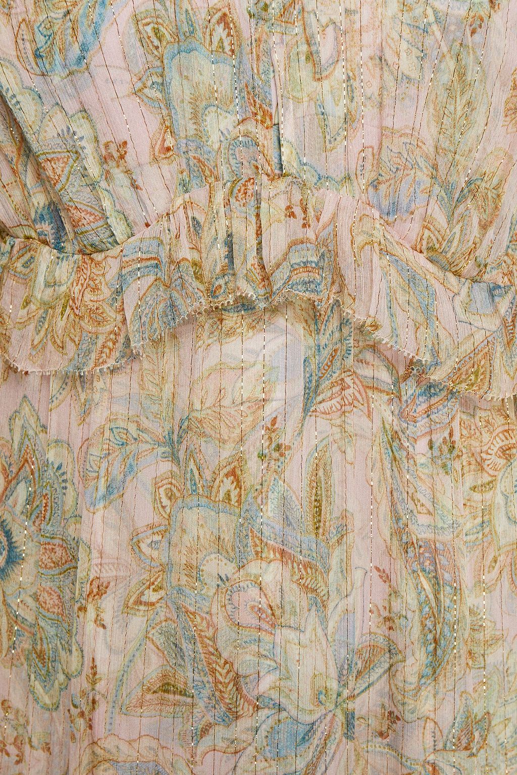 ZIMMERMANN Tiered printed metallic silk-blend crepon midi dress