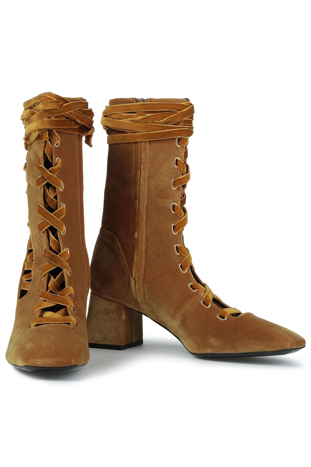 ZIMMERMANN Ankle Boots aus Samt mit Schnürung