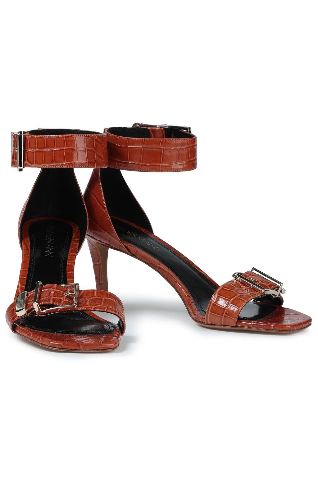 ZIMMERMANN Buckled croc-effect leather sandals