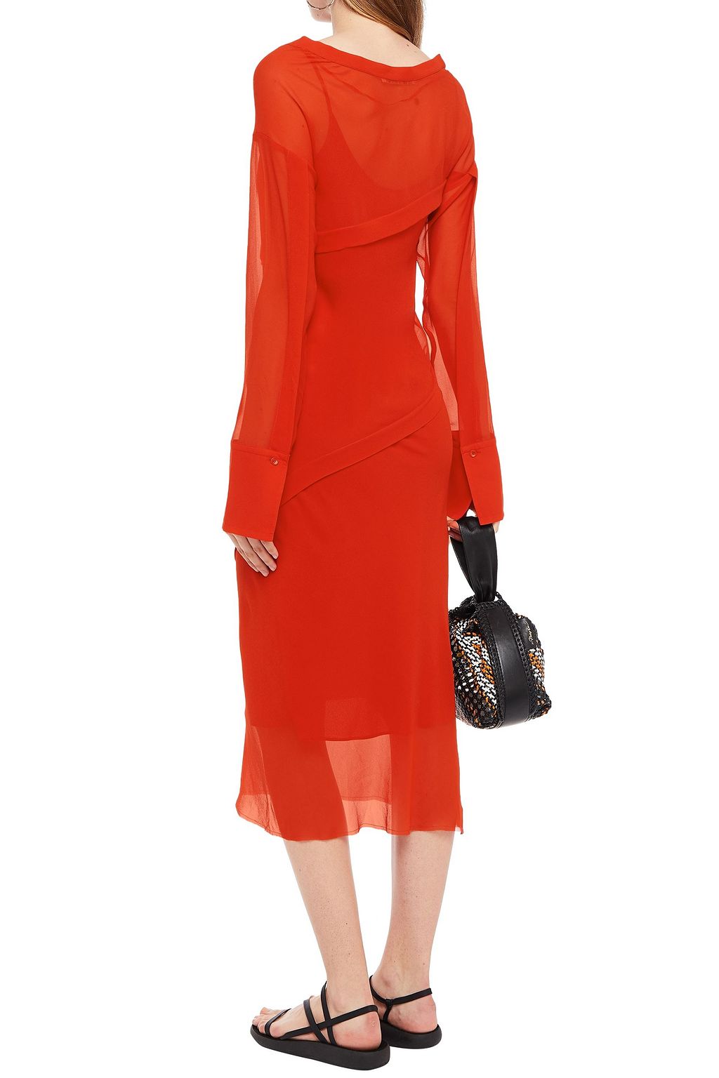ACNE STUDIOS Tiered button-detailed georgette midi dress