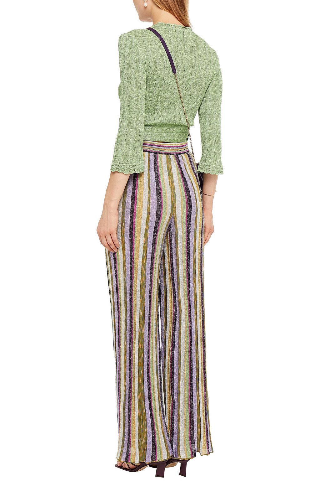 M MISSONI Cropped metallic knitted cardigan