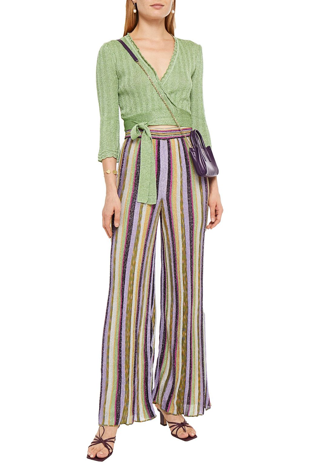 M MISSONI Cropped metallic knitted cardigan
