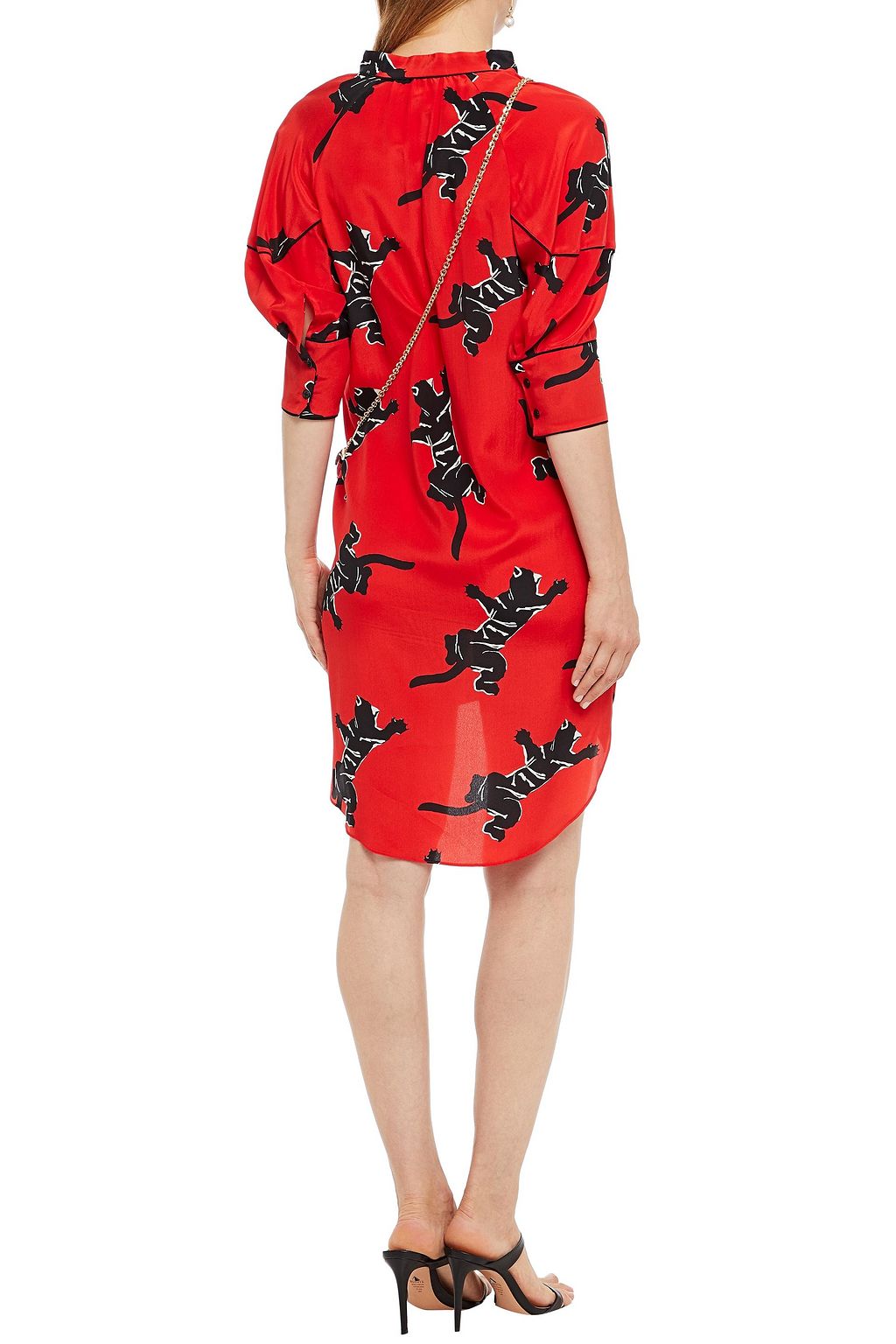 DIANE VON FURSTENBERG Pussy-bow printed silk crepe de chine mini dress