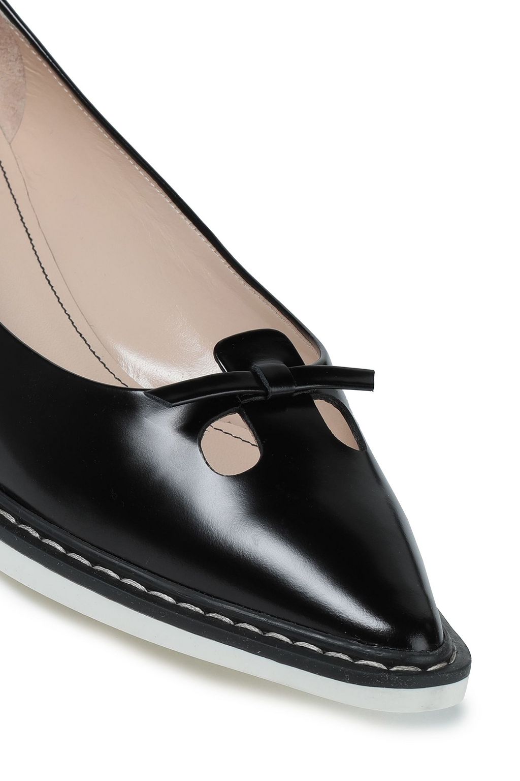 MARC JACOBS Cutout polished leather point-toe flats