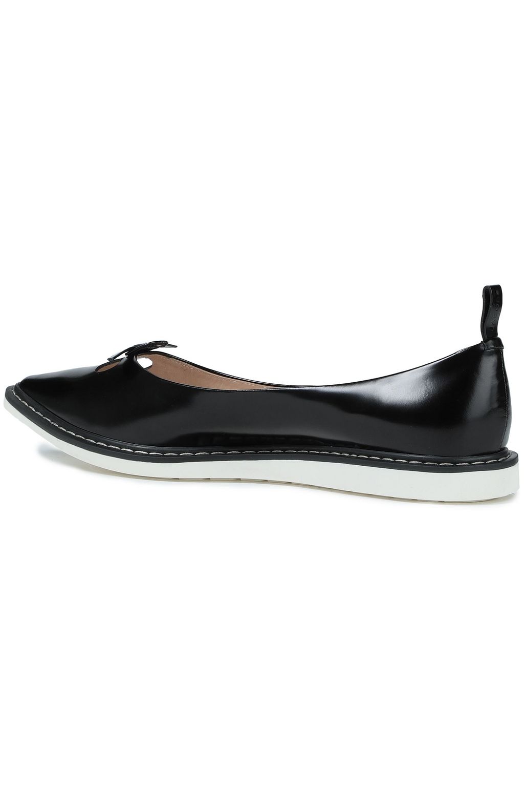 MARC JACOBS Cutout polished leather point-toe flats