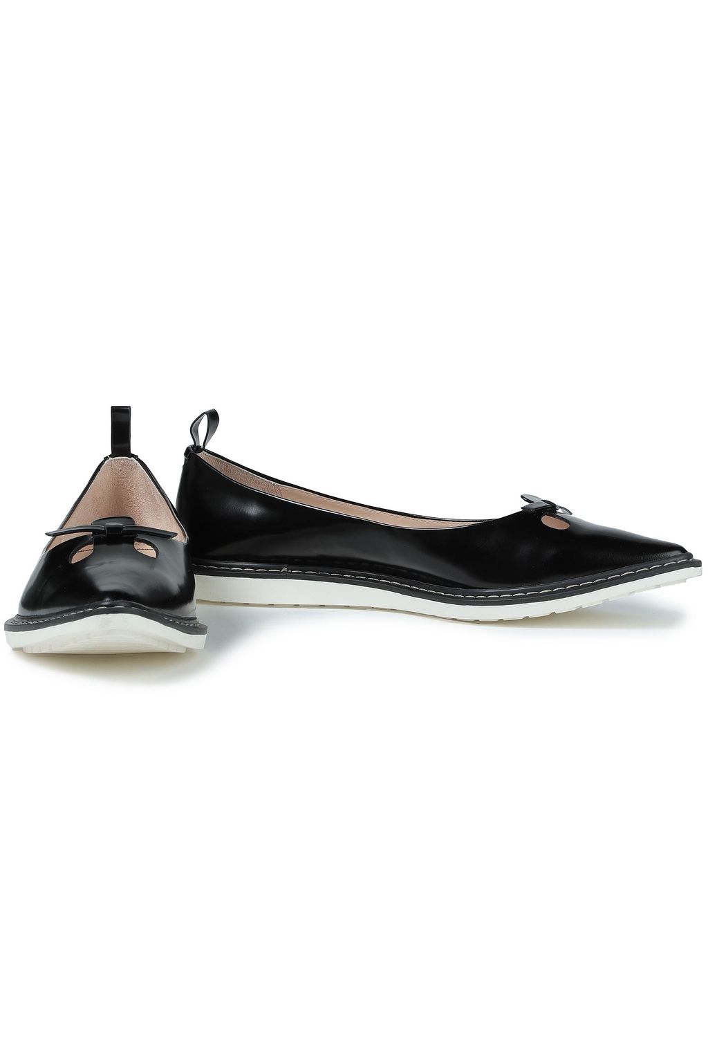 MARC JACOBS Cutout polished leather point-toe flats