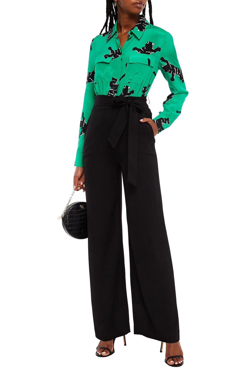 DIANE VON FURSTENBERG Estrella belted paneled printed silk-blend jumpsuit