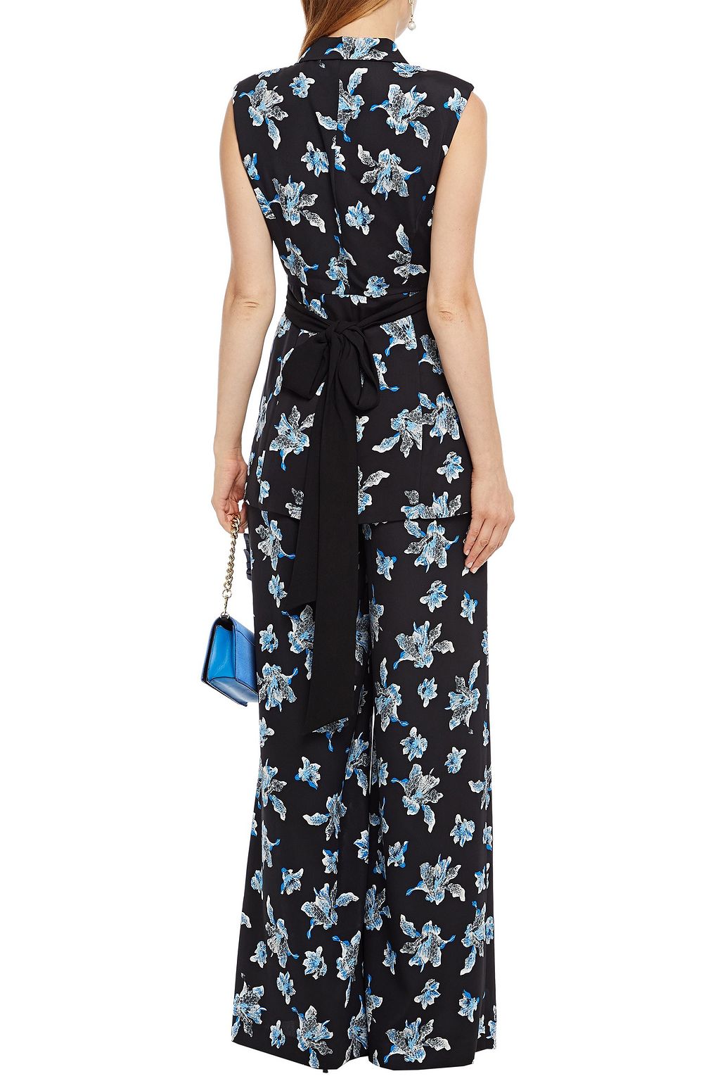 DIANE VON FURSTENBERG Bernice wrap-effect floral-print cady wide-leg jumpsuit