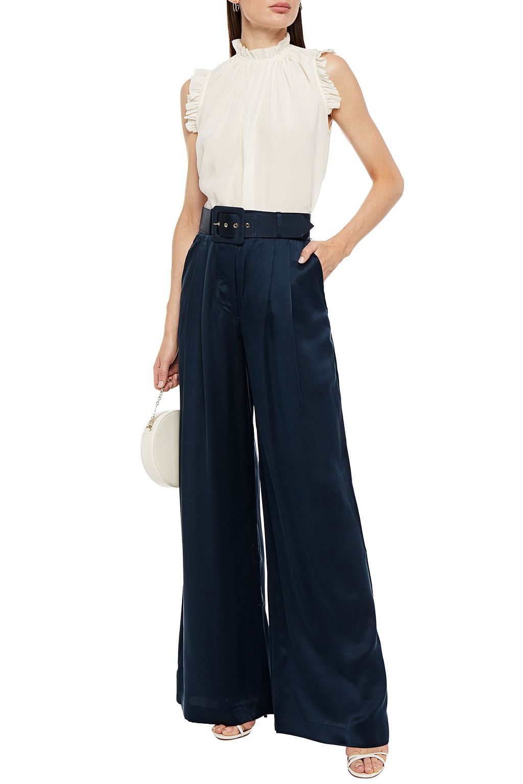 ZIMMERMANN Ruffle-trimmed silk crepe de chine top