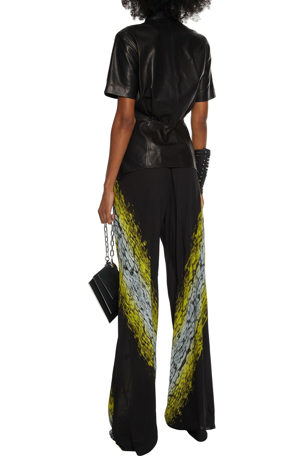 RICK OWENS Printed crepe de chine wide-leg pants