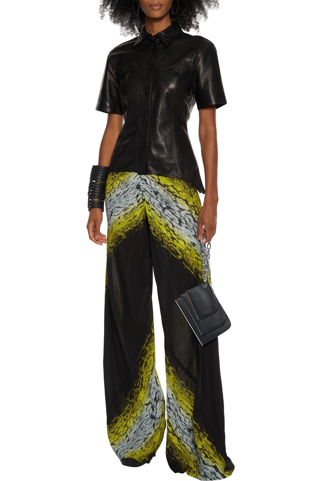 RICK OWENS Printed crepe de chine wide-leg pants
