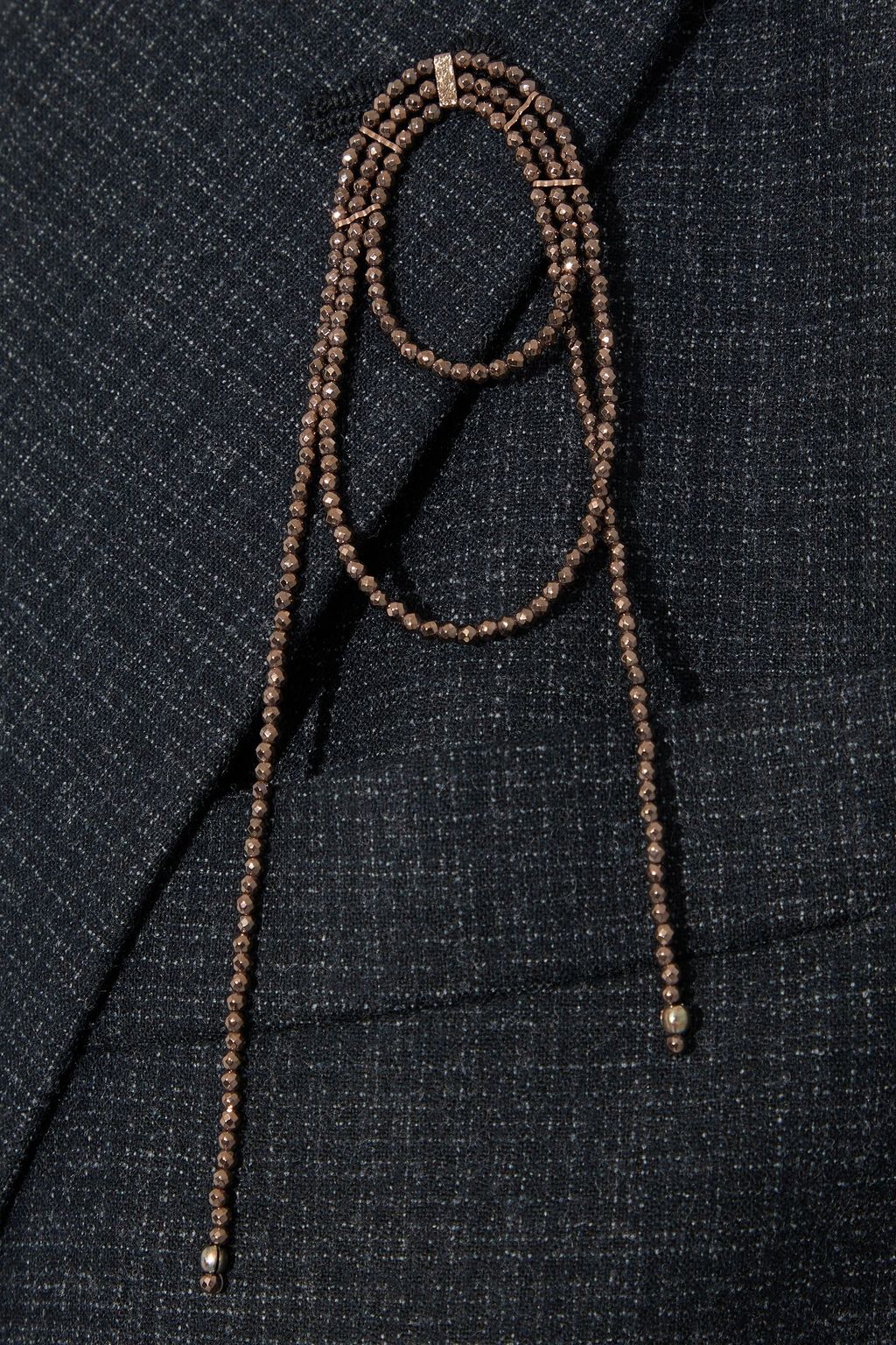 BRUNELLO CUCINELLI Double-breasted bead-embellished wool-blend coat