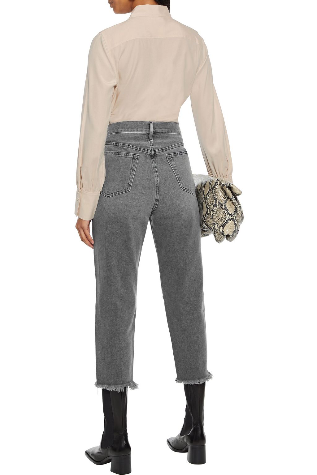 FRAME 70s ruched silk-blend crepe de chine shirt
