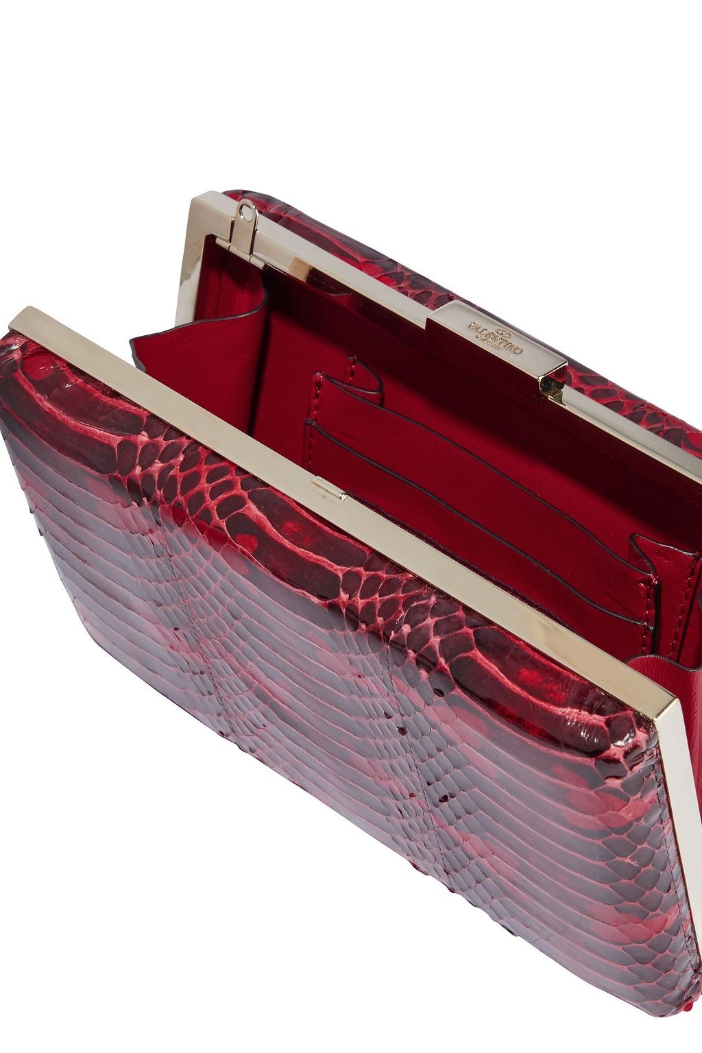 VALENTINO GARAVANI Snake-effect leather box clutch