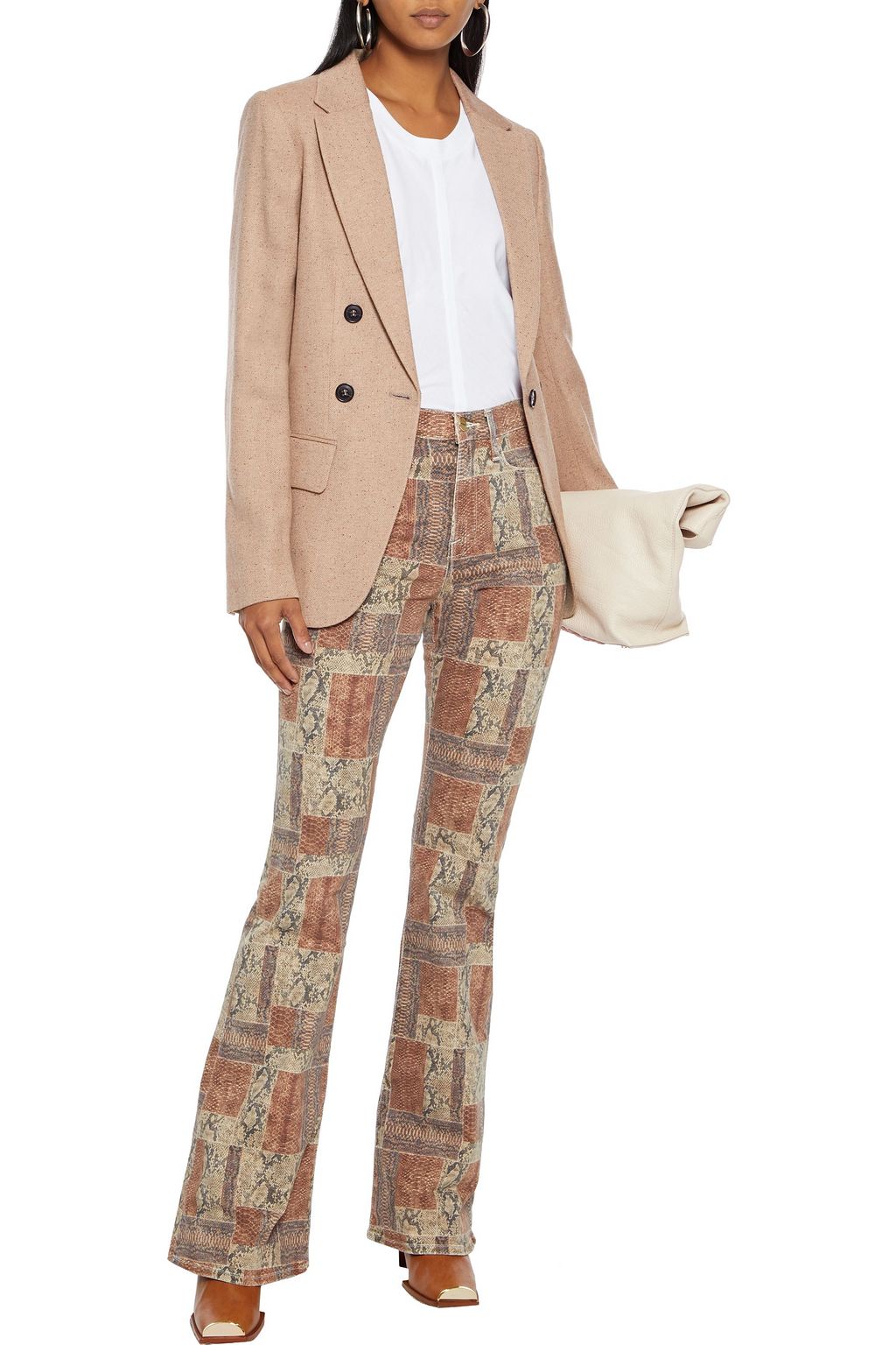 FRAME Le High Flare snake-print high-rise flared jeans