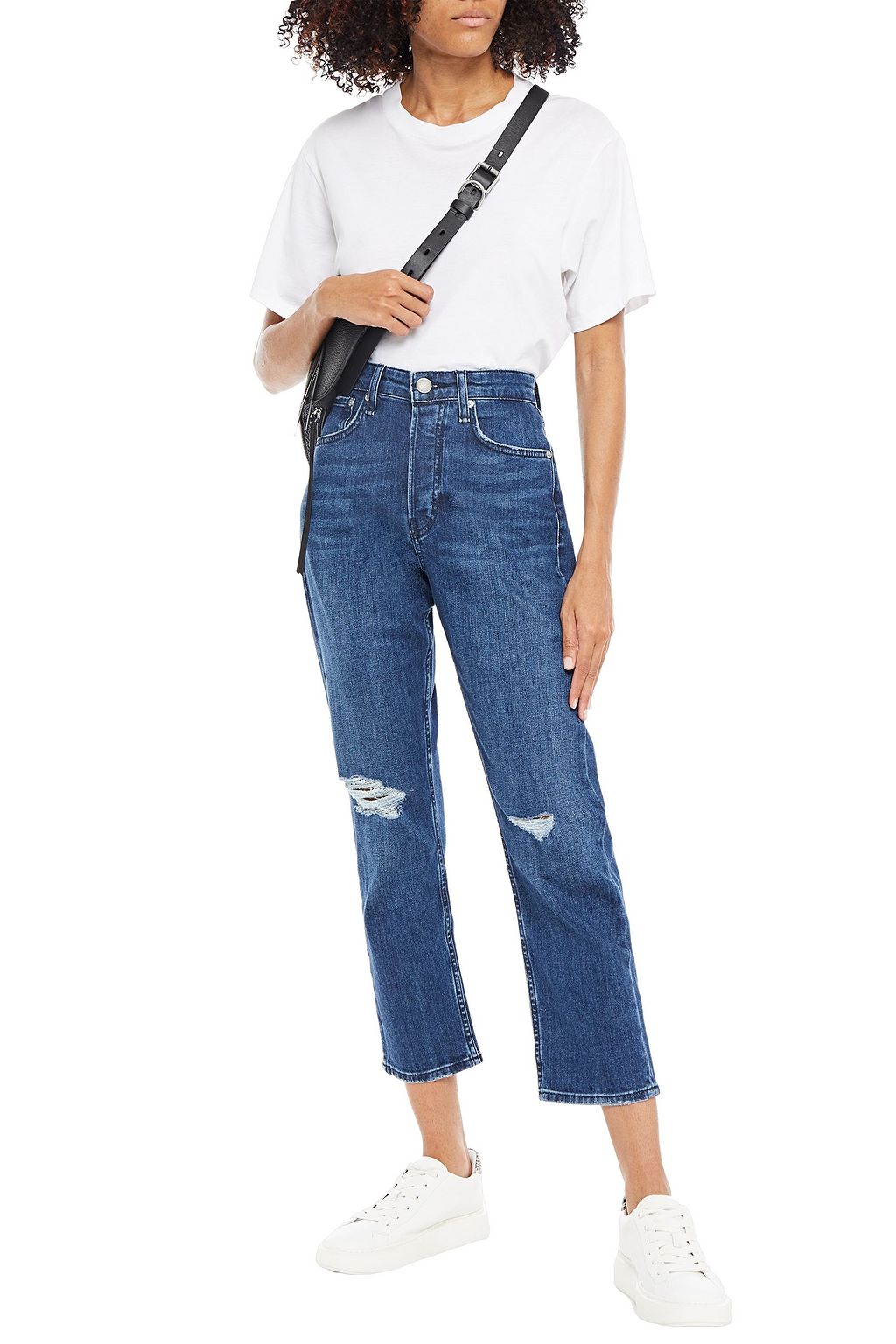 RAG & BONE Maya cropped distressed high-rise slim-leg jeans