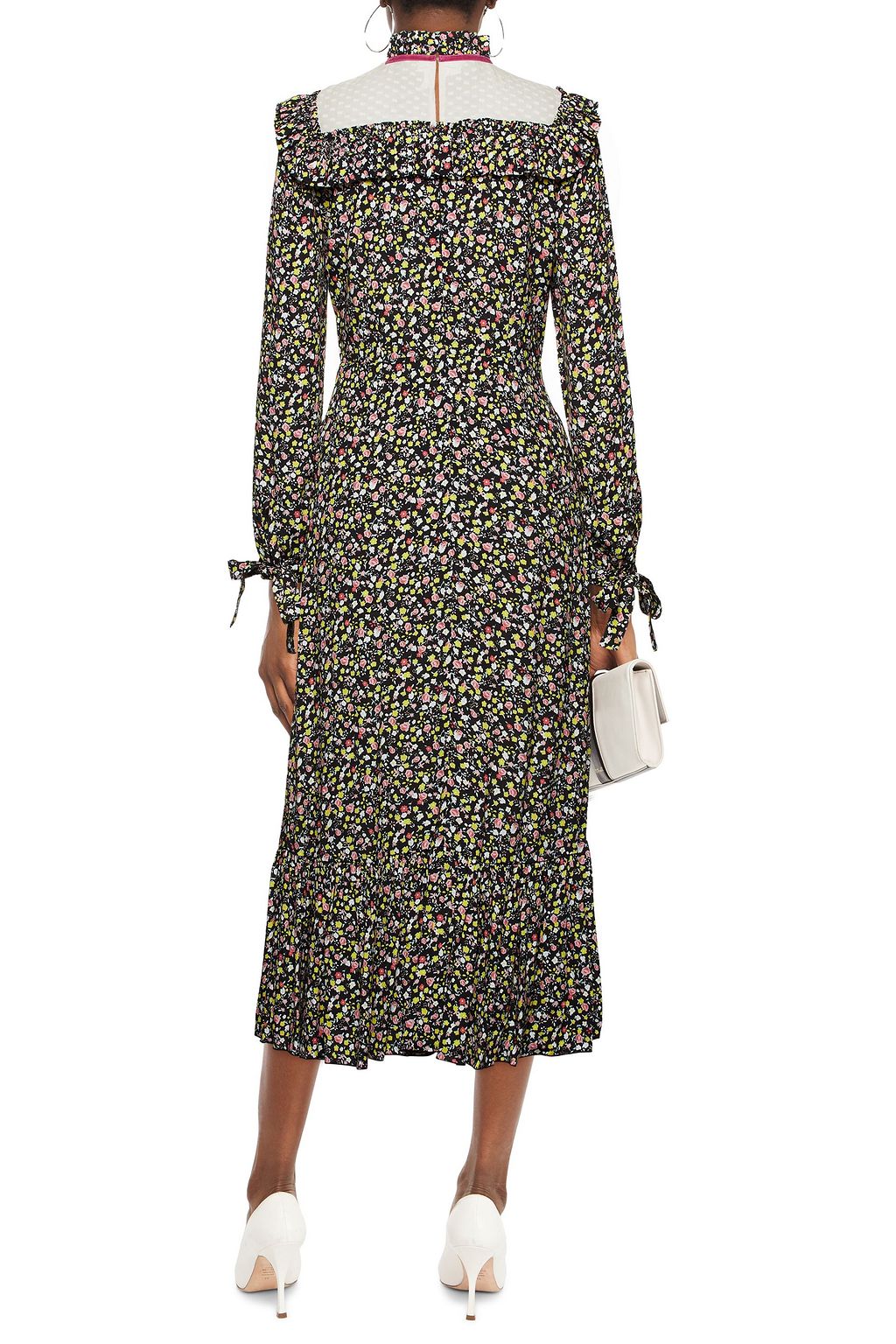 MARC JACOBS Ruffled floral-print fil coupé midi dress