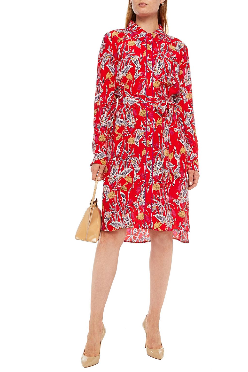 DIANE VON FURSTENBERG Floral-print silk crepe de chine shirt dress
