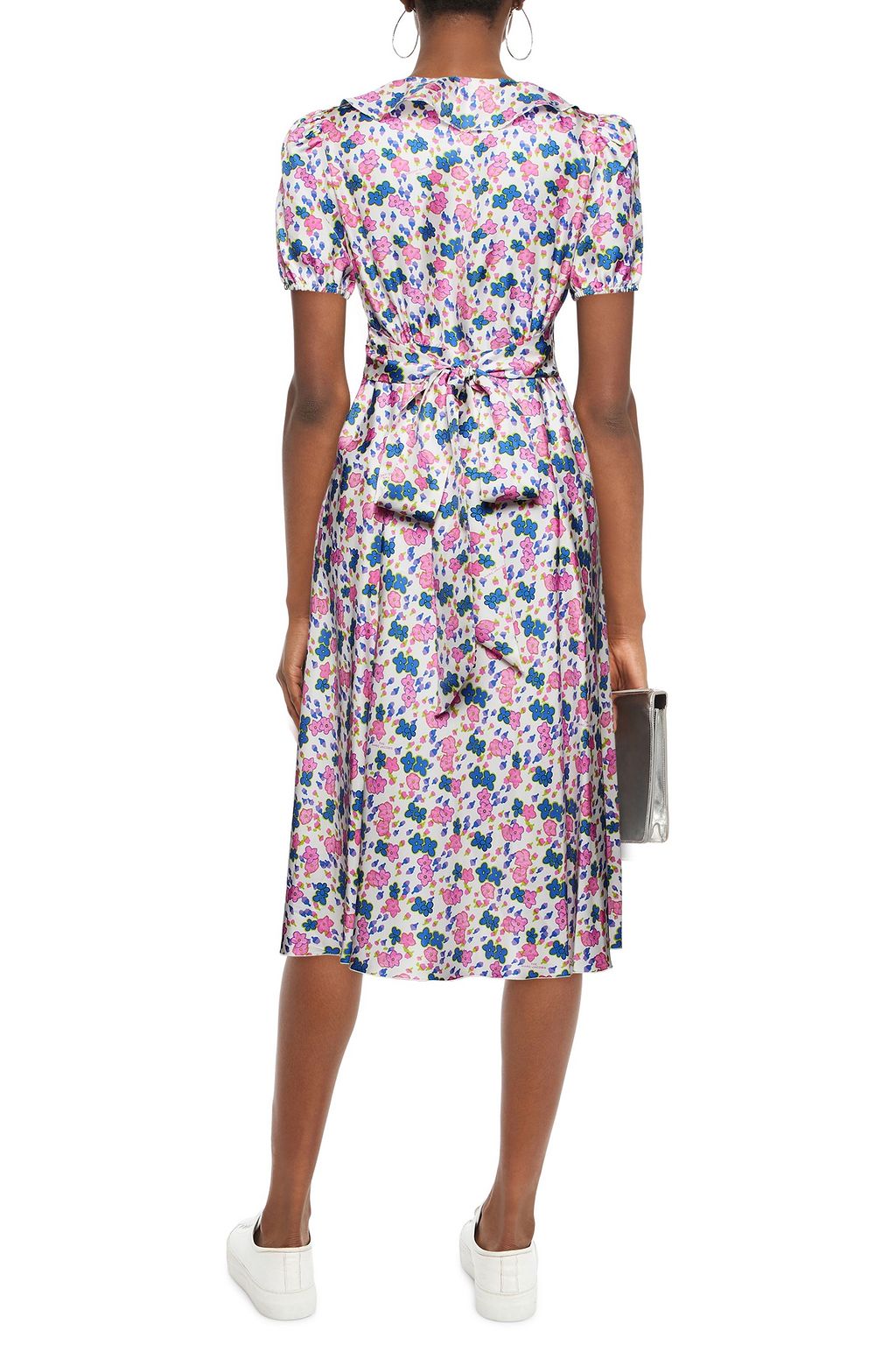 MARC JACOBS Gathered floral-print silk-twill midi dress