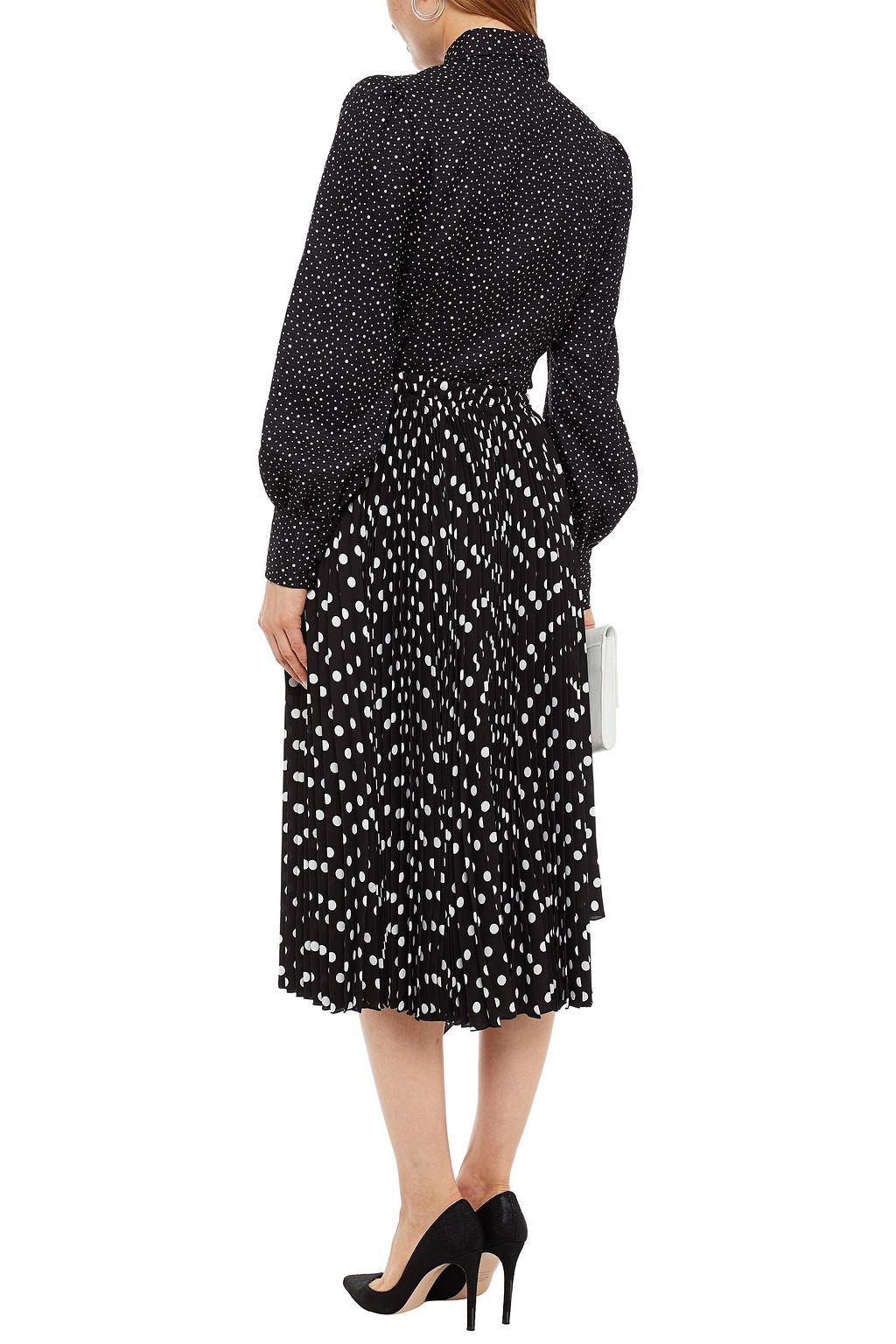 MARC JACOBS Pussy-bow polka-dot seersucker blouse