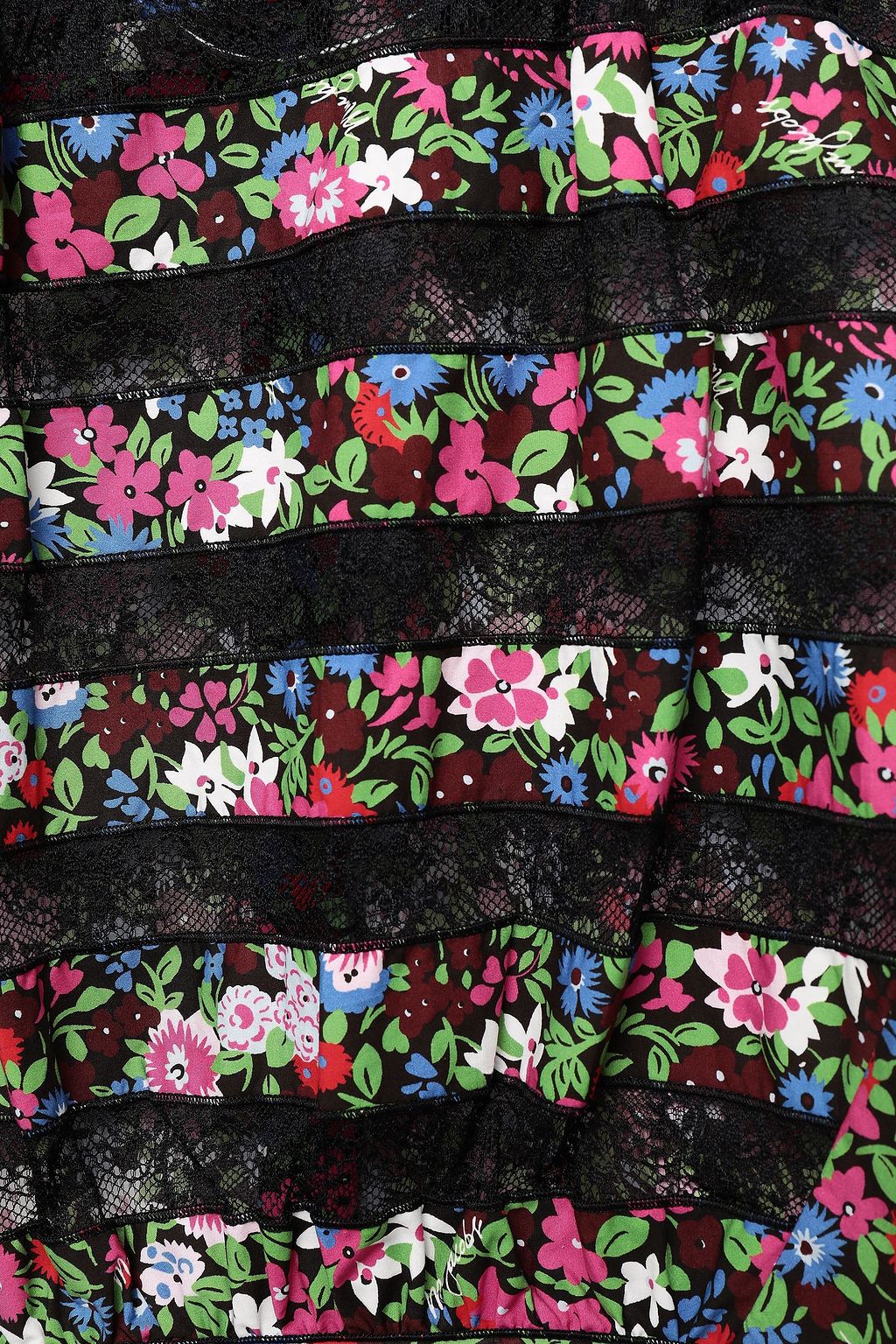 MARC JACOBS Ruffled lace and floral-print cotton-poplin blouse