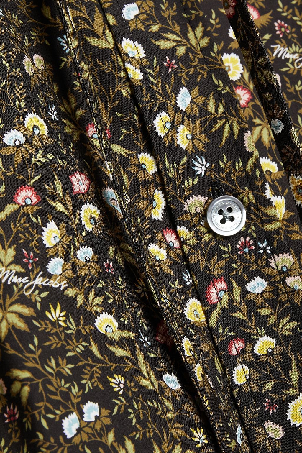MARC JACOBS Pussy-bow floral-print cotton-poplin blouse